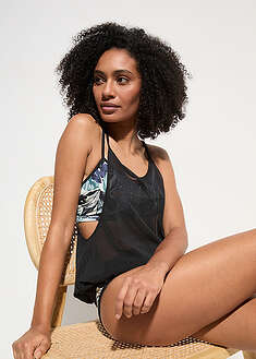 Tankini holgado (3 piezas) con top de bikini tipo bustier