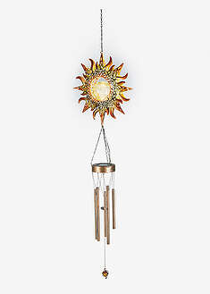 Decoración solar en forma de campana de viento con bola de cristal