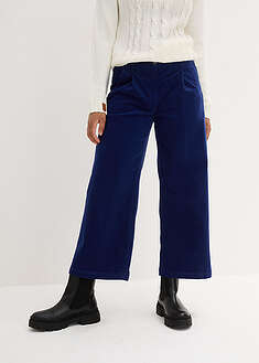 Pantalón ancho de pana elástica con cintura cómoda high waist, largo 7/8