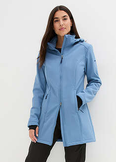 Chaqueta larga funcional impermeable de softshell, forro polar suave