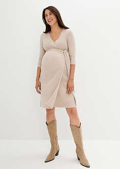 Vestido de punto suave para el embarazo y la lactancia con mangas 3/4