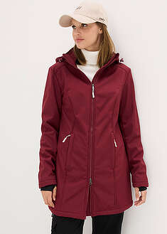 Chaqueta larga funcional softshell repelente al agua, forro polar suave