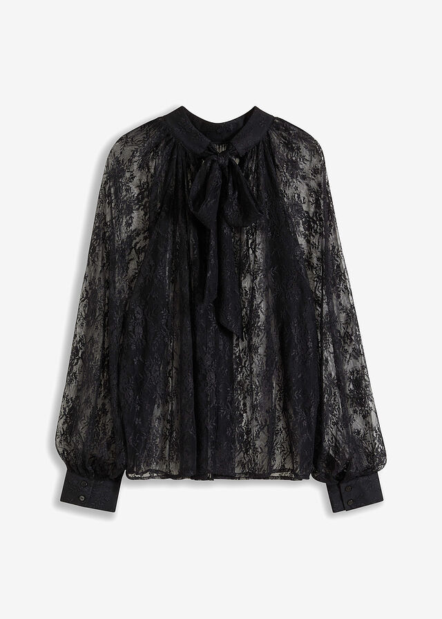 Blusa de encaje con ligeras transparencias