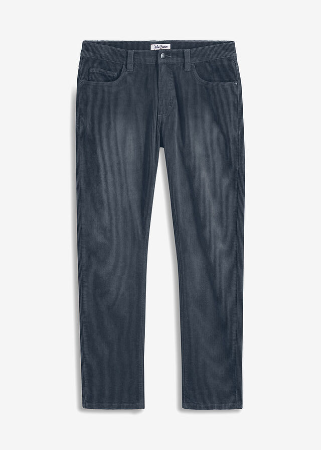 Pantalón de pana elástico, regular fit, de aspecto lavado, straight