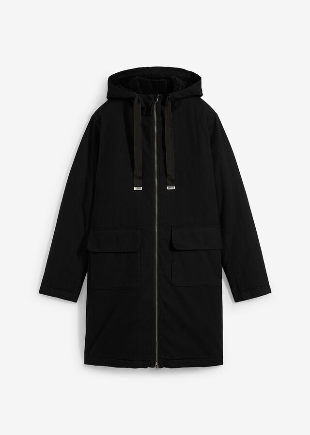 Parka de invierno ancha, con capucha y forro polar