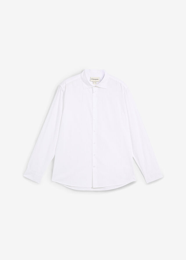 Camisa formal de algodón con corte regular, no requiere planchado