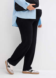 Pantalón premamá de punto con cintura de nido de abeja y perneras rectas