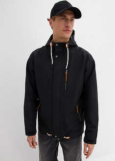Chaqueta funcional impermeable con capucha y detalles de piel sintética