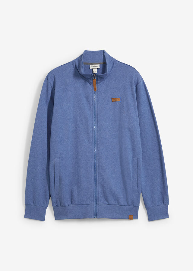 Chaqueta de chándal con cuello alto con detalles de piel sintética