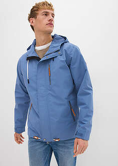 Chaqueta funcional impermeable con capucha y detalles de piel sintética