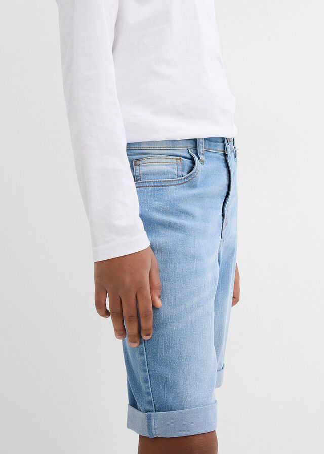 Bermudas vaqueras elásticas con cintura ajustable y corte ajustado