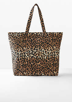Bolso tipo shopper de lona con estampado de leopardo