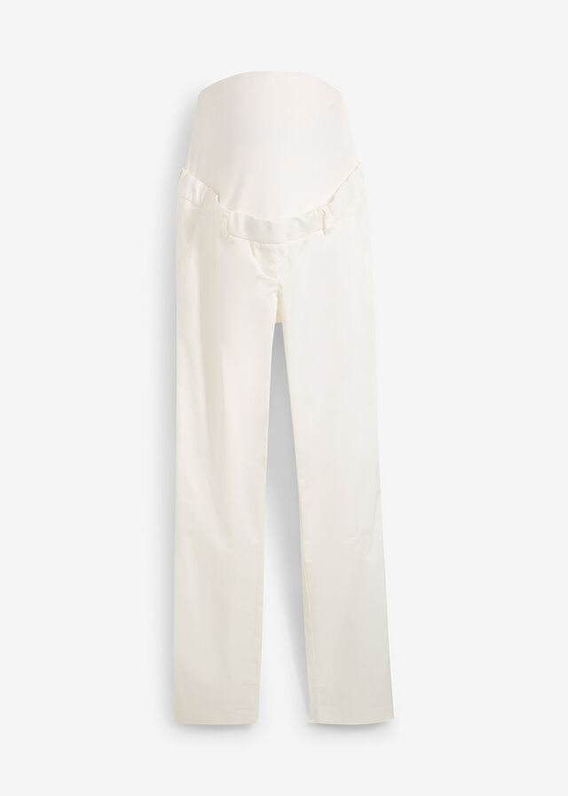 Elegantes pantalones premamá de pierna recta confeccionados en una mezcla de algodón agradable para la piel