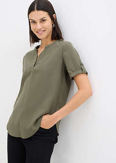 Blusa de manga corta de mezcla de viscosa firme