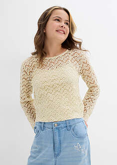 Blusa de encaje con top de punto (2 piezas)