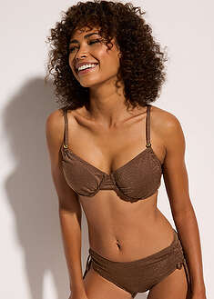 Top de bikini con aros de material brillante
