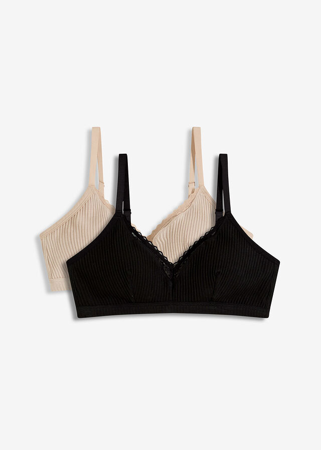 Bralette acolchado sin aros con algodón orgánico (2 unidades)