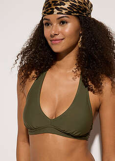 Top de bikini halter con escote en V