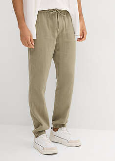 Pantalón de muselina de algodón puro con corte regular y tapered