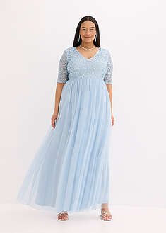 Vestido de noche de tul delicado con bordado de lentejuelas