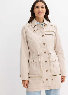 Parka de algodón de largo medio con estilo militar