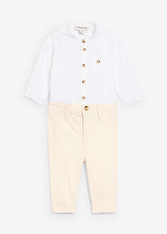 Body tipo camisa y pantalón tipo chino de algodón puro (conjunto de 2 piezas)