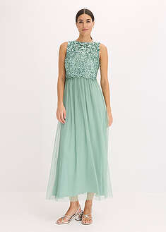 Vestido largo con bordado de lentejuelas