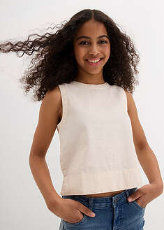 Top tipo blusa de mezcla de lino