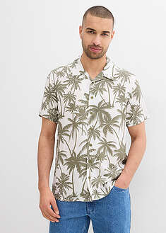 Camisa de viscosa con manga corta y corte slim