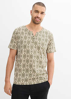 Camiseta con cuello henley de algodón puro