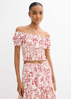 Blusa de algodón puro con escote bañera