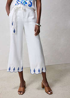 Culotte de lino con cinturón (conjunto de 2 piezas)