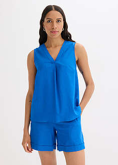 Blusa de mezcla de lino vaporoso