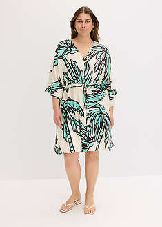 Vestido corto de viscosa fluida con mangas tipo kimono