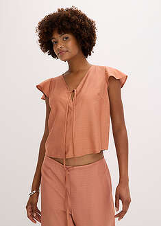 Blusa con volantes en las mangas y efecto brillante