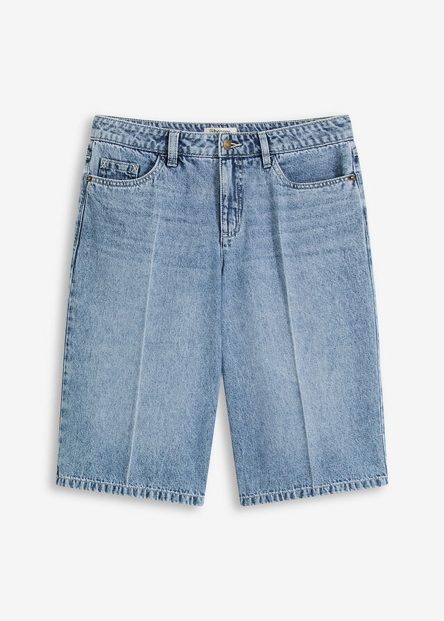 Bermudas vaqueras mid waist, low stretch