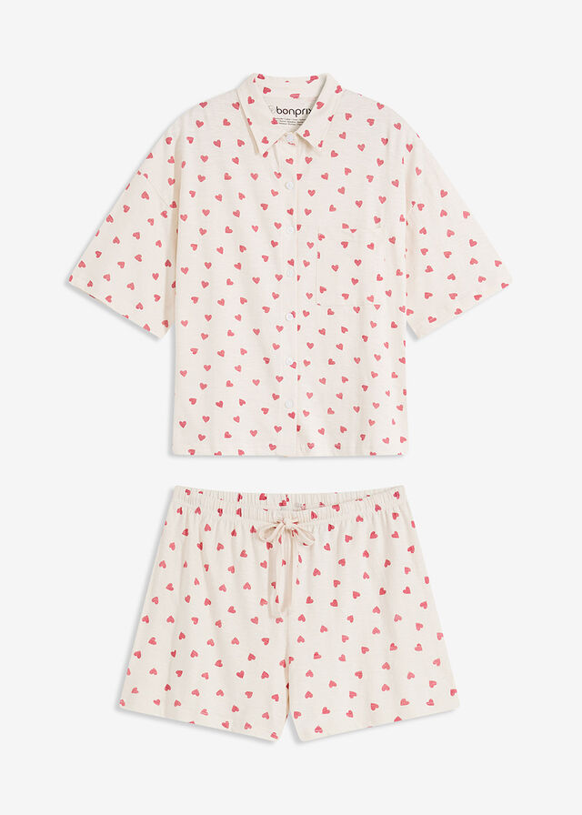 Pijama corto holgado de hilo flameado