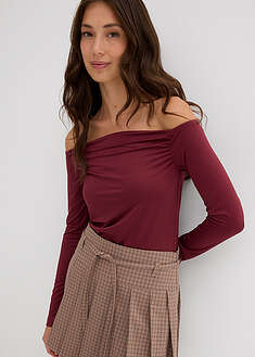 Camiseta con escote bañera de punto ligero