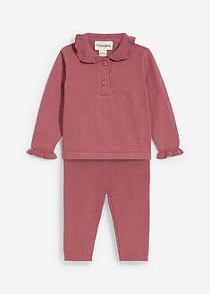 Jersey de punto con volante en el cuello y leggings (conjunto de 2 piezas)