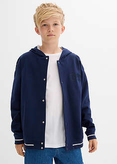 Chaqueta de chándal tipo college de algodón orgánico puro con capucha