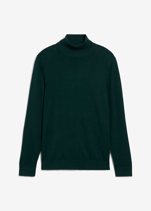 Jersey de punto fino con lana merina de calidad con cuello vuelto y corte ajustado
