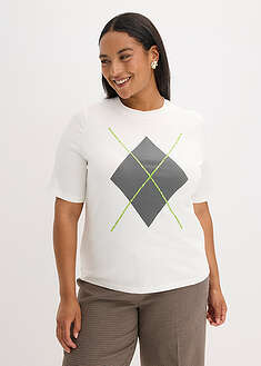 Camiseta de media manga con lentejuelas y estampado