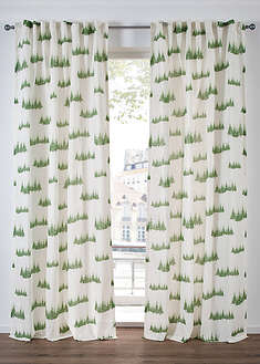 Cortina con estampado de abetos (1 unidad)