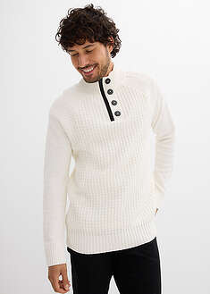 Jersey estructurado de algodón reciclado con cuello alto