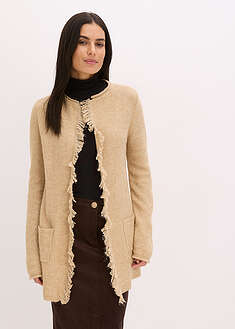 Abrigo de punto corto con lentejuelas e hilo brillante