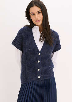 Chaleco de punto con botones decorativos y contenido de lana