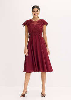 Vestido midi de tul delicado con encaje