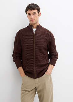 Chaqueta de punto de canalé de mezcla de algodón