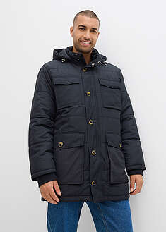 Parka acolchada con bolsillos de parche y capucha desmontable