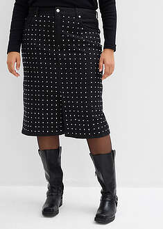 Falda vaquera con aplicación de piedras brillantes